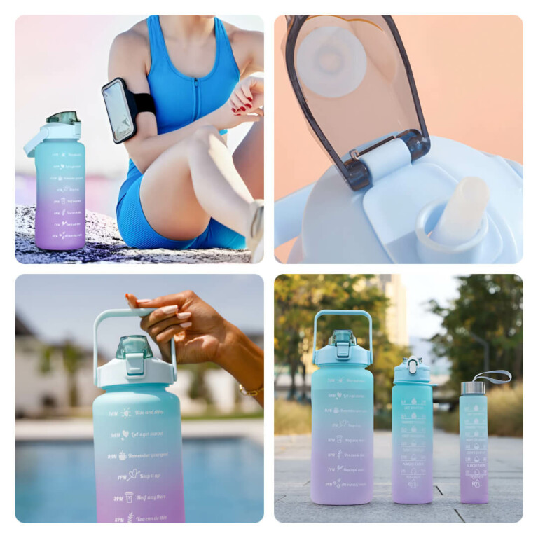 Sticlă pentru apă motivațională 3 în 1 AquaTrio™ - imagine 2