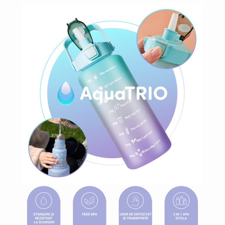Sticlă pentru apă motivațională 3 în 1 AquaTrio™ - imagine 5