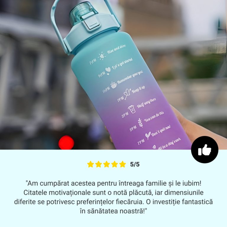 Sticlă pentru apă motivațională 3 în 1 AquaTrio™ - imagine 6