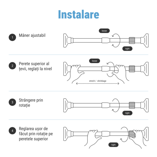 POWERPOLE™ BARĂ EXTENSIBILĂ PENTRU HAINE SAU PERDELE - imagine 6