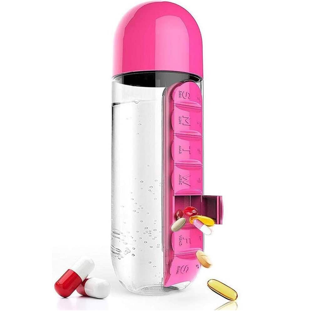 STICLĂ DE APĂ CU SUPORT PENTRU PASTILE 600ML PILLFLASK™