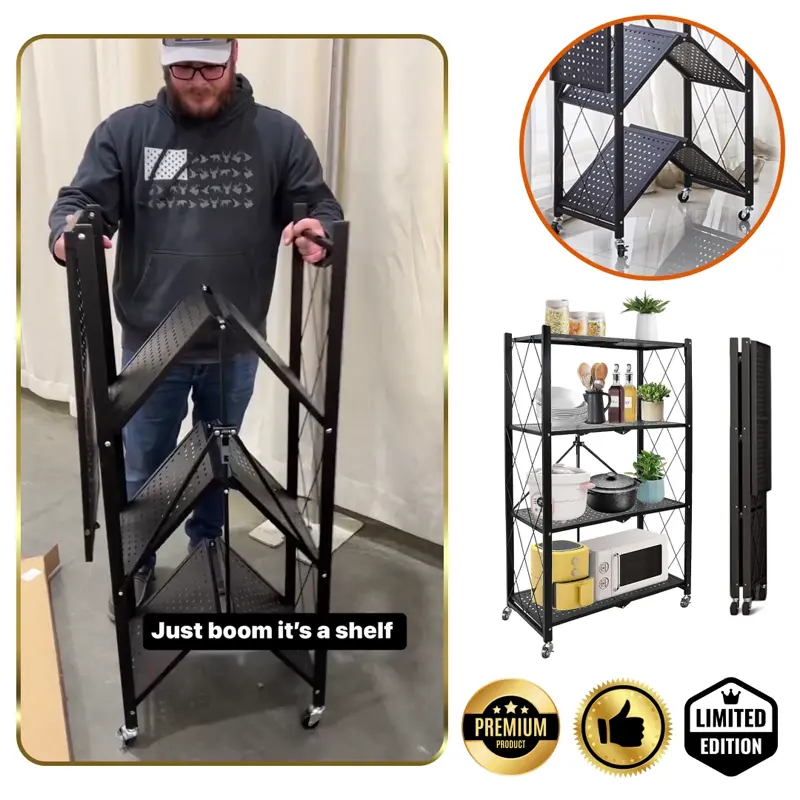 Kubbi™ - Raft pliabil din metal cu 4 polițe