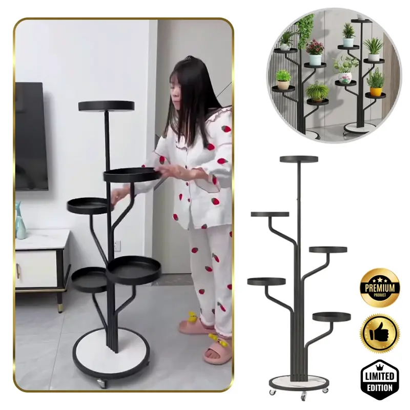 Floro™ - Suport elegant pentru plante cu 5 niveluri și roți