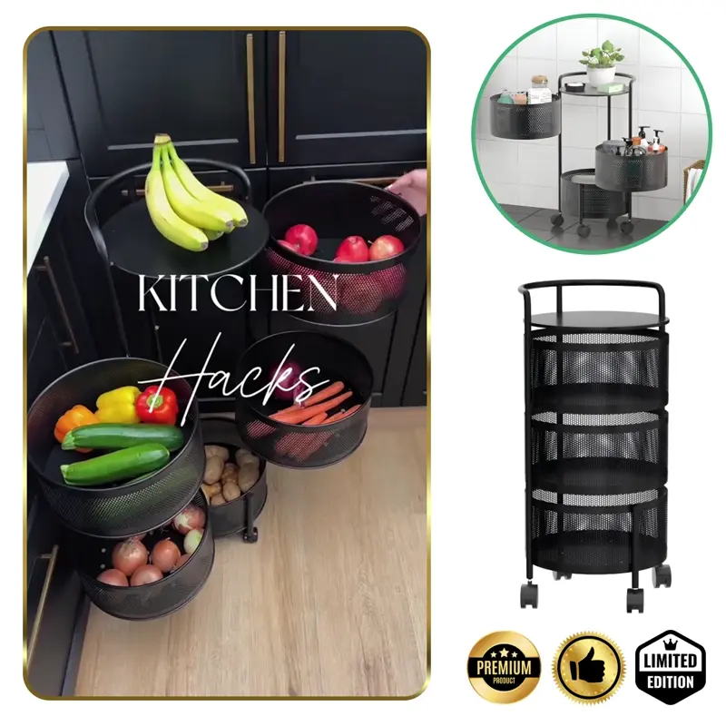 SpinRack™ - Organizator rotativ din metal cu 3 niveluri